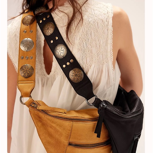 Free People Wilder Embellished Sling Bag Leather crossbody  Concho Strap NWT - Picture 7 of 7